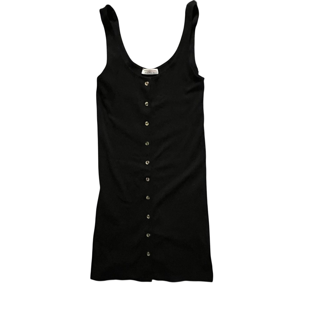 Natural by Known Supply Black Ribbed Button Down Tank Top Small